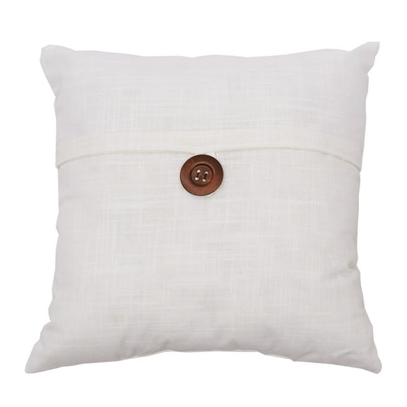 Cream Tone Envelope Embroidered Accent Throw Pillow, 18" x 18" w/ Decorative Wooden Button