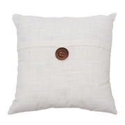 Cream Tone Envelope Embroidered Accent Throw Pillow, 18 x 18 w/ Decorative Wooden Button