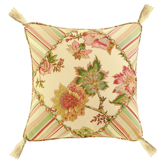 Deanna Tasseled Embroidered Pillow, 18" x 18"