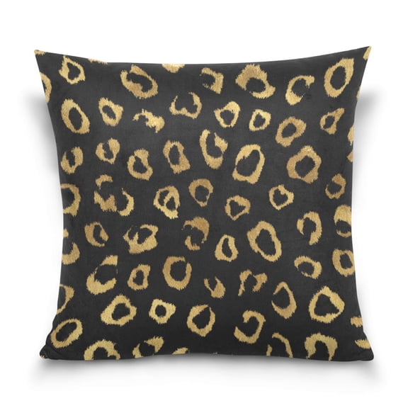 18" x 18" Decorative Throw Pillow Soft Double Sided Printed Pillow Cover Decorative with Hidden Zipper Gold Leopard Pattern