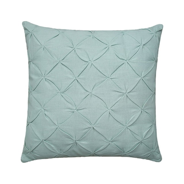 18" x 18" Diamond Tuck Seaglass Solid Woven Square Accent Throw Pillow