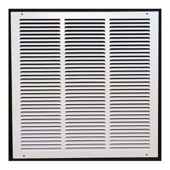 18'' x 18'' [Duct Opening] Flat Stamped Steel Return Air Grille - Sidewall and Ceiling - HVAC Vent Duct Cover - White [Outer Dimensions: 19.75''w X 19.75''h]