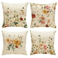 thumbnail image 1 of 18” x 18” Farmhouse Floral Flax Decorative Pillow Case, Invisible Zipper (4 Count), 1 of 7
