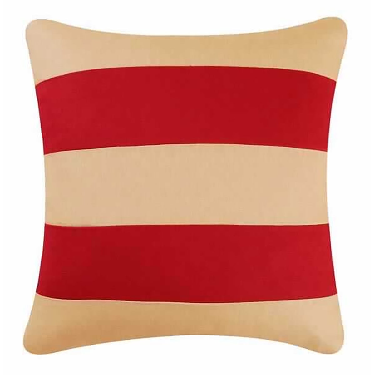 Camel and Red Striped Linen Cotton Square Pillow