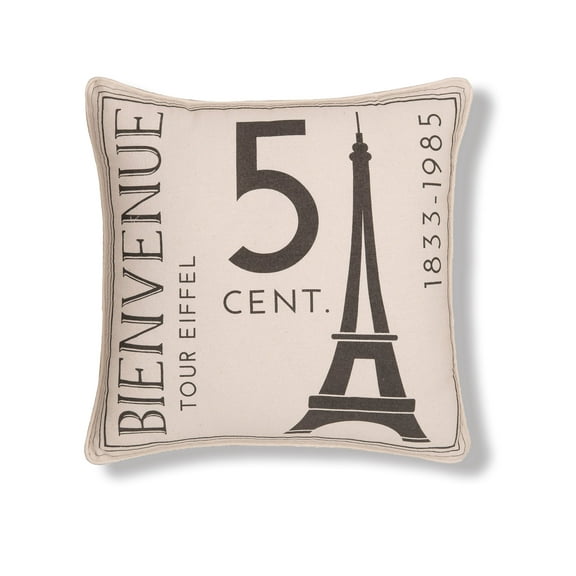 Bienvenue French "From Paris With Love" Printed Accent Throw Pillow, 18" x 18"