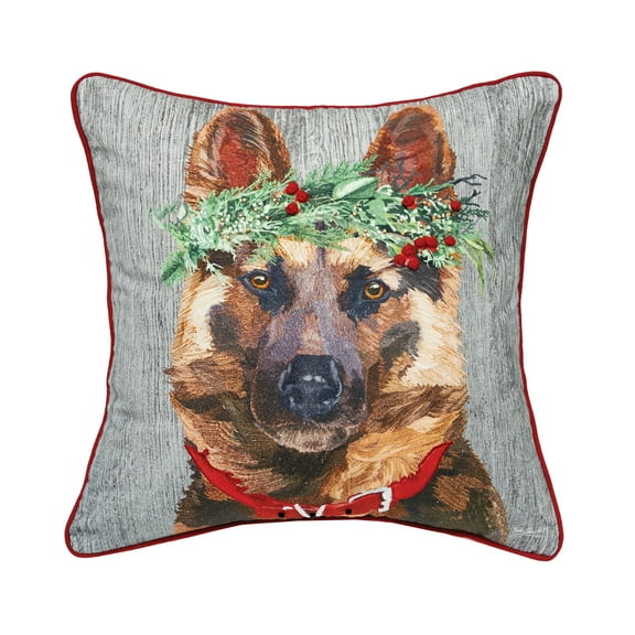 Golden Shepherd Dog Christmas Cotton Blend Accent Throw Pillow 18" x 18"