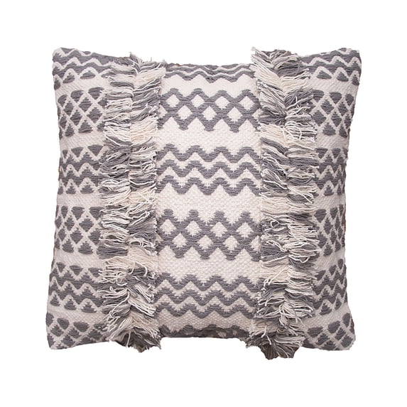 Harlow Gray Woven Square Accent Throw Pillow, 18" x 18"