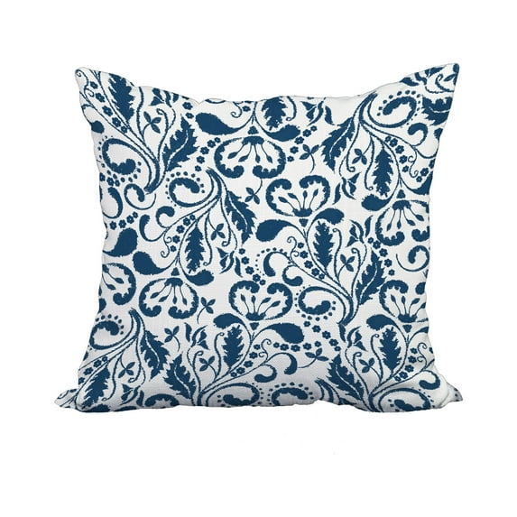 18 x 18 Inch Aurora Blue Floral Print Decorative Polyester Throw Pillow with Linen Texture