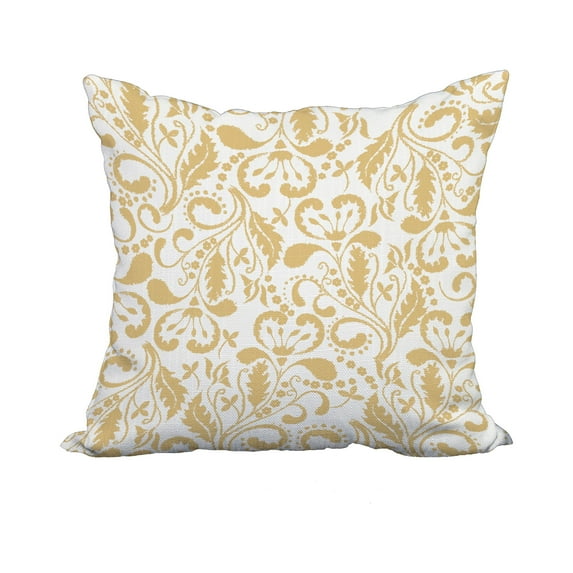 18 x 18 Inch Aurora Gold Floral Print Decorative Polyester Throw Pillow with Linen Texture