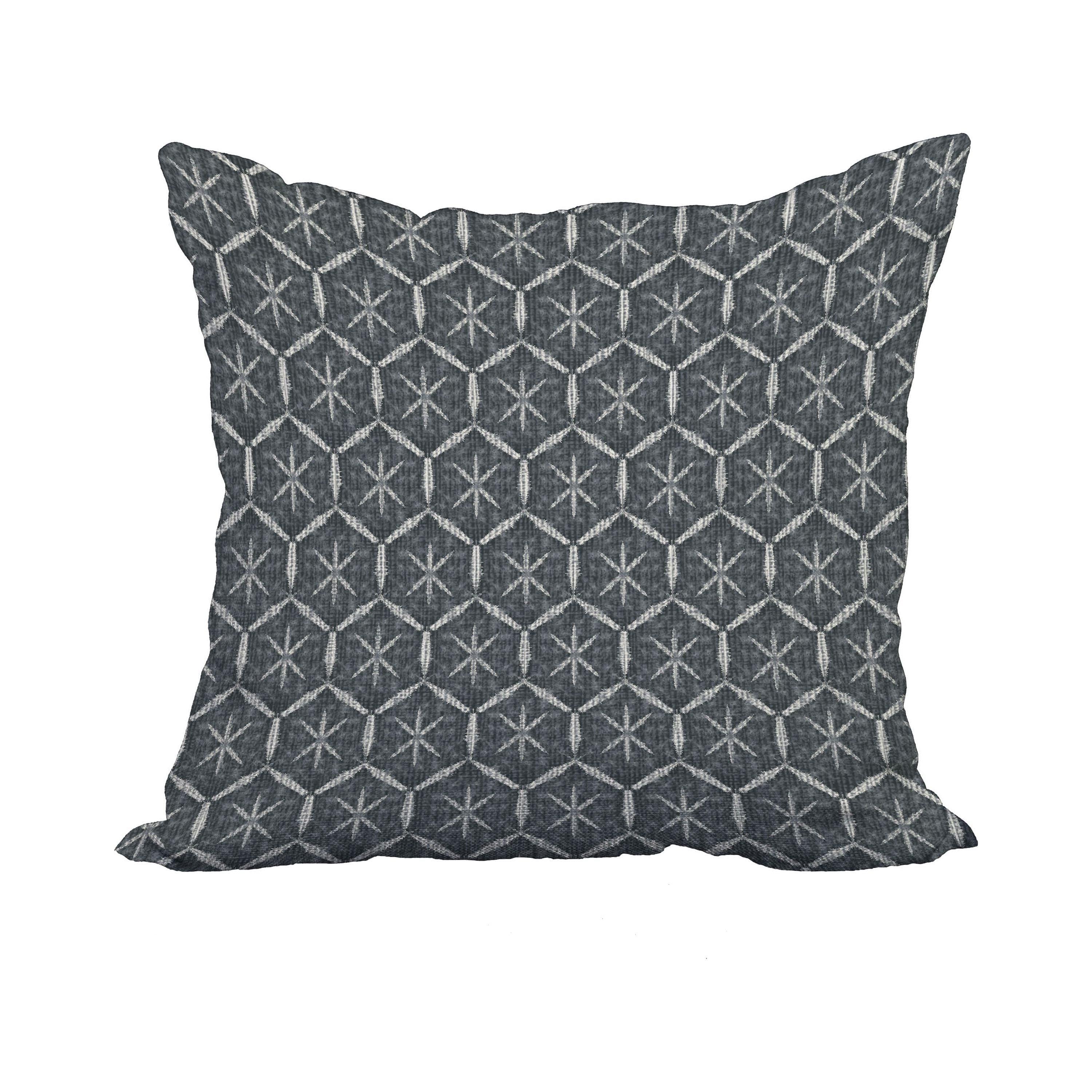 18 x 18 Inch Black Geometric Print Decorative Polyester Throw Pillow with a Linen Texture