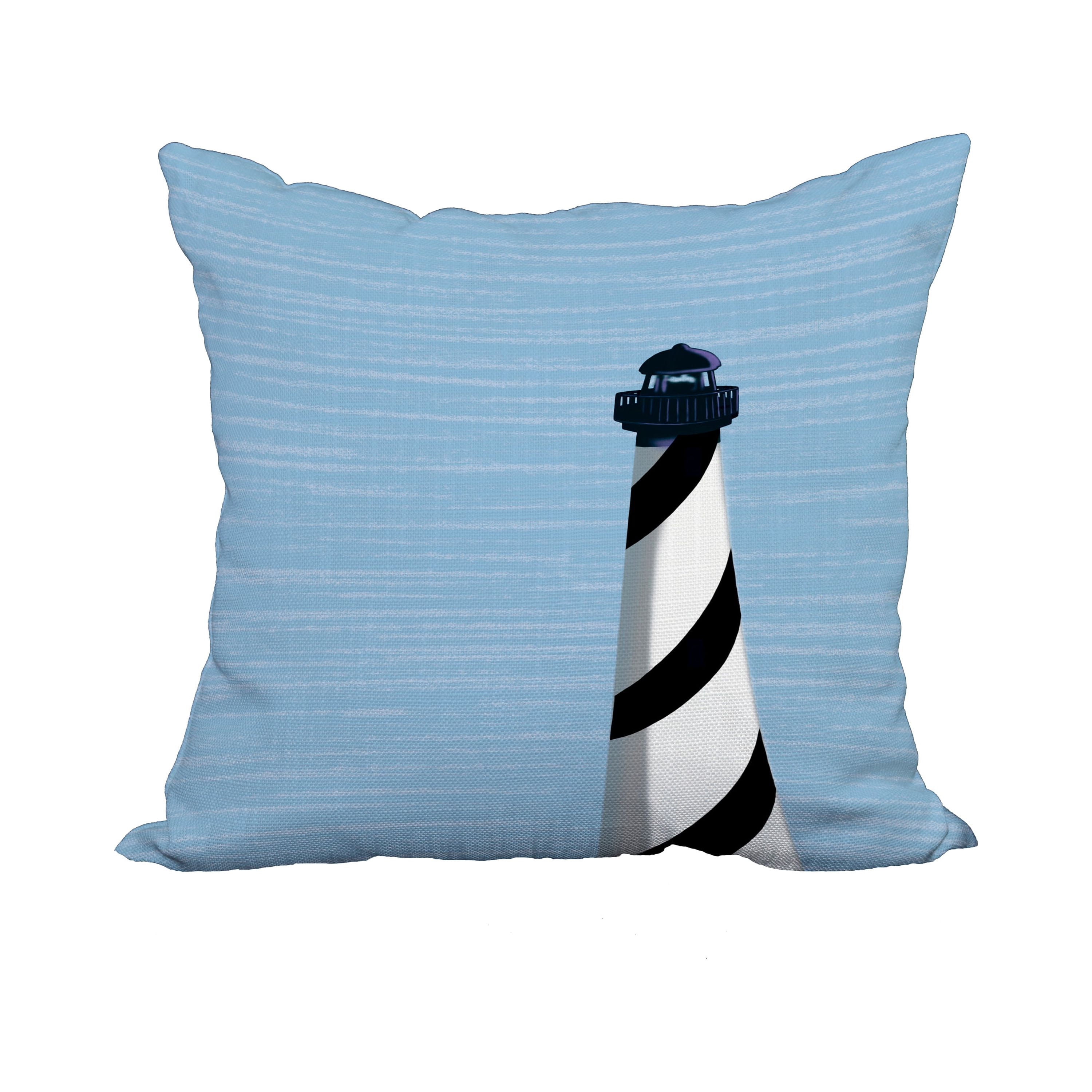 18 x 18 Inch Black Nautical Print Decorative Polyester Throw Pillow with a Linen Texture