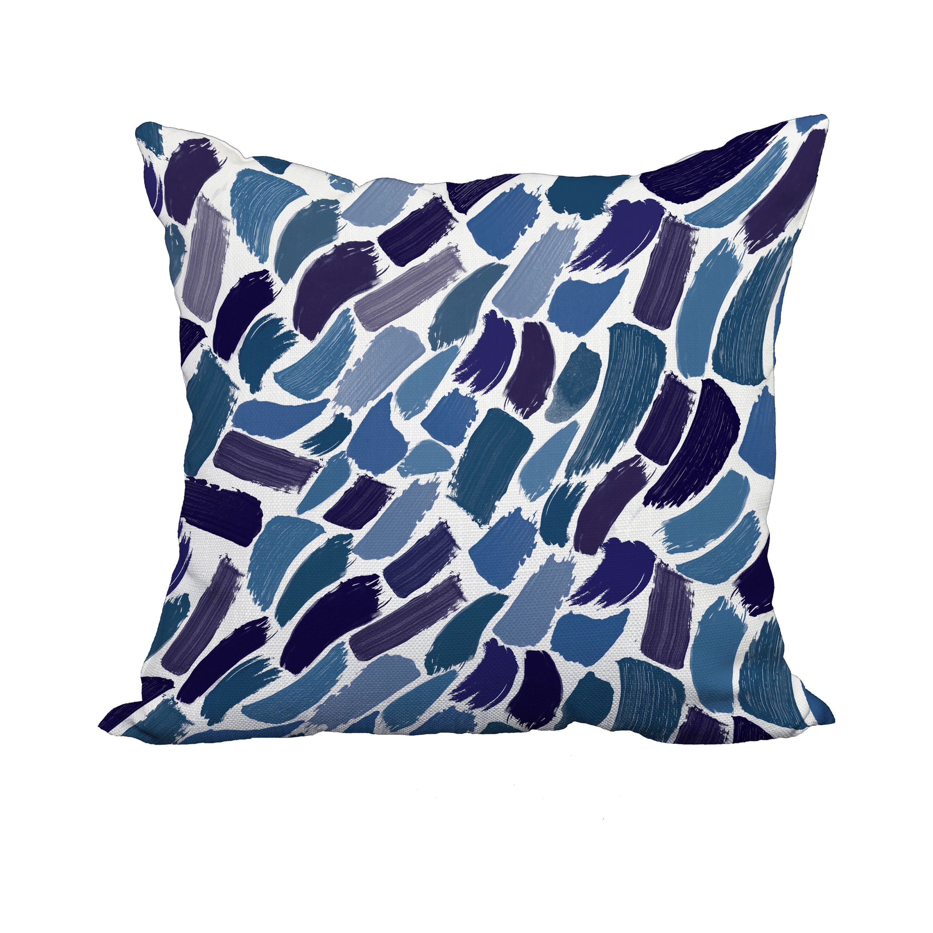 18 x 18 Inch Blue Geometric Print Decorative Polyester Throw Pillow with a Linen Texture