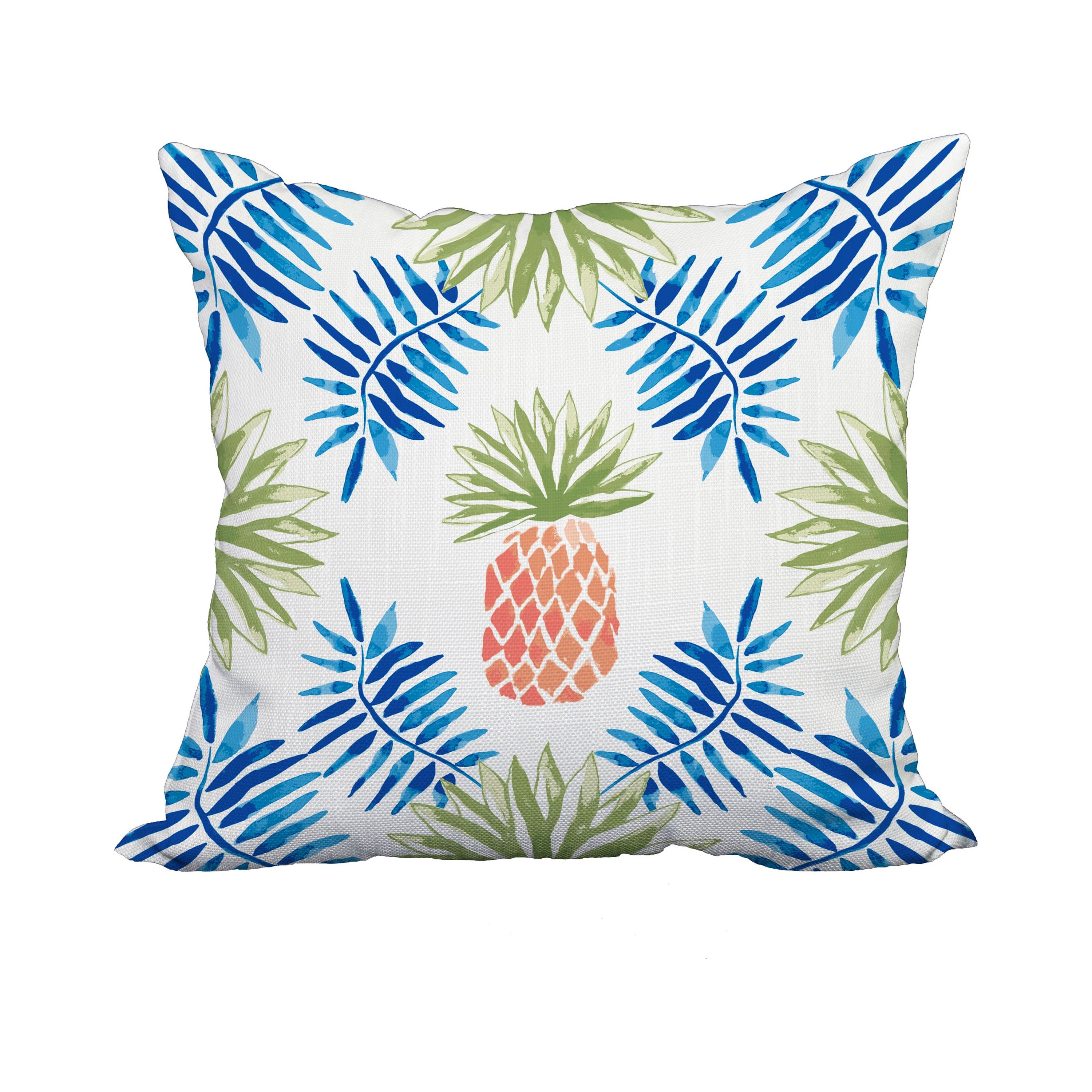 18 x 18 Inch Blue Geometric Print Decorative Polyester Throw Pillow with a Linen Texture