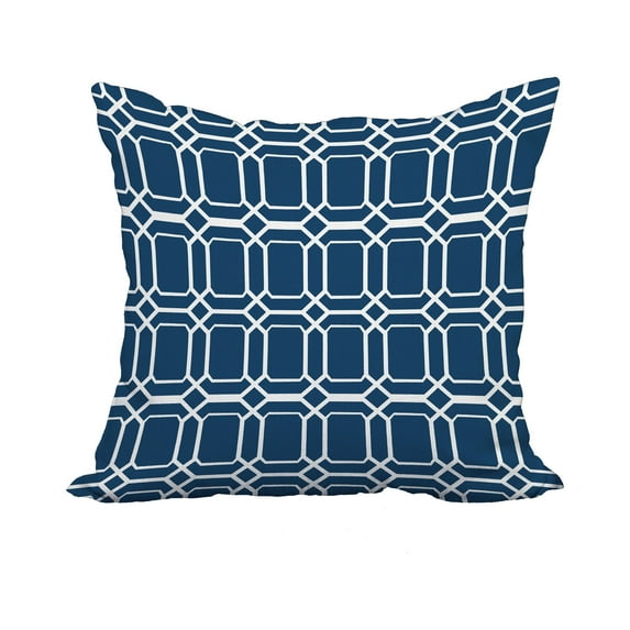 18 x 18 Inch Blue Geometric Print Decorative Polyester Throw Pillow with a Linen Texture