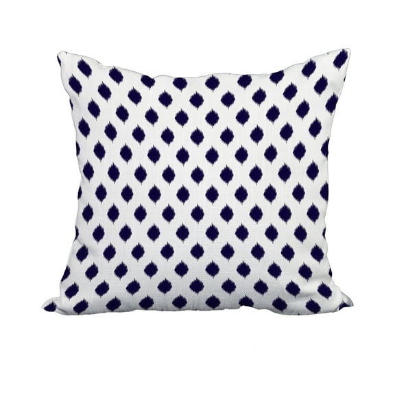 18 x 18 Inch Blue Geometric Print Decorative Polyester Throw Pillow with a Linen Texture