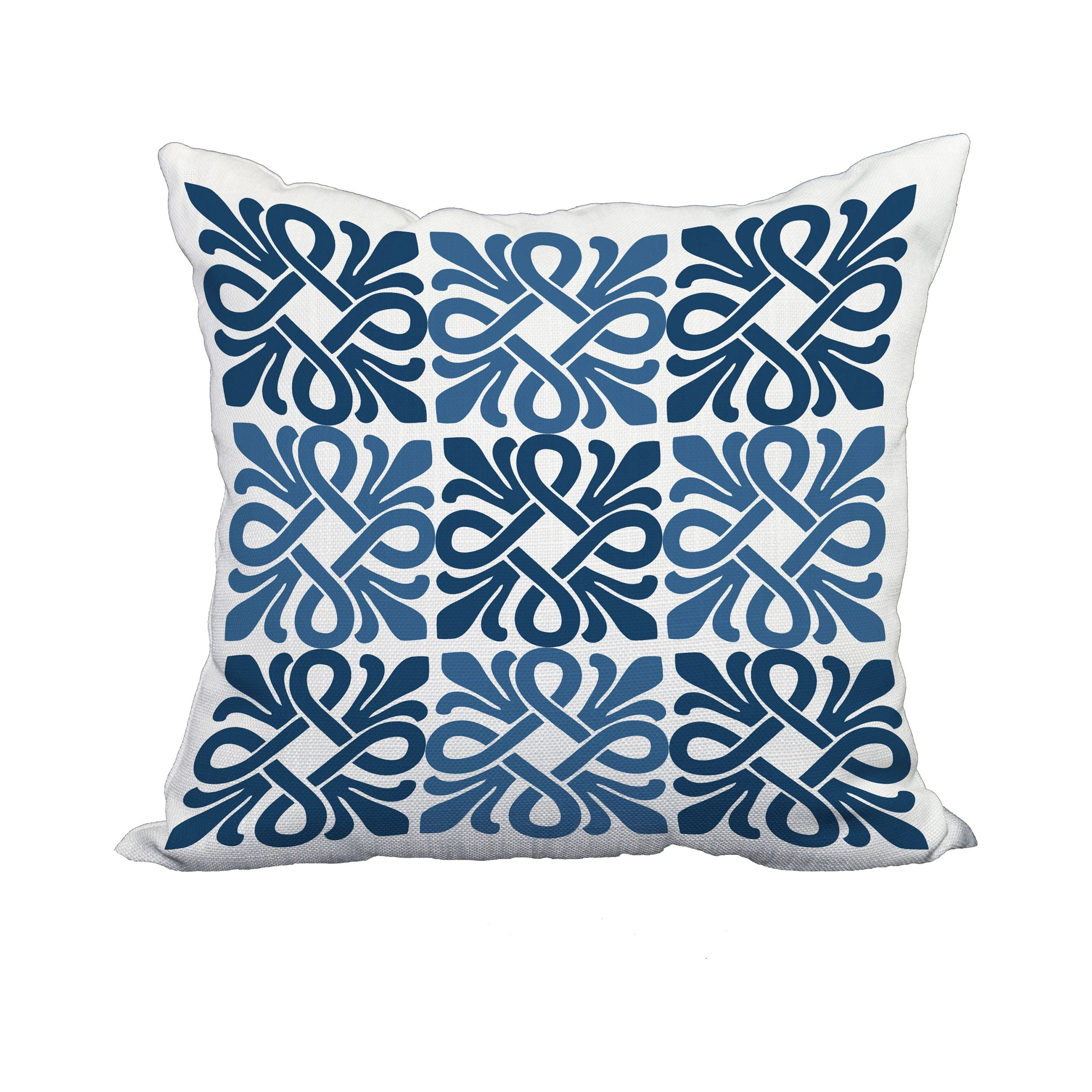 18 x 18 Inch Blue Geometric Print Decorative Polyester Throw Pillow with a Linen Texture
