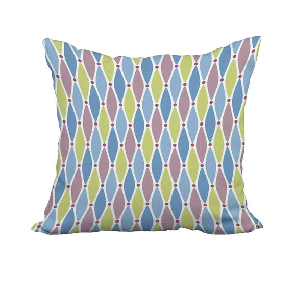 18 x 18 Inch Blue Geometric Print Decorative Polyester Throw Pillow with a Linen Texture