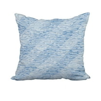 18 x 18 Inch Blue Geometric Print Decorative Polyester Throw Pillow with a Linen Texture