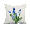thumbnail image 1 of 18 x 18 Inch Bluebell Blue Floral Print Decorative Polyester Throw Pillow with Linen Texture, 1 of 1