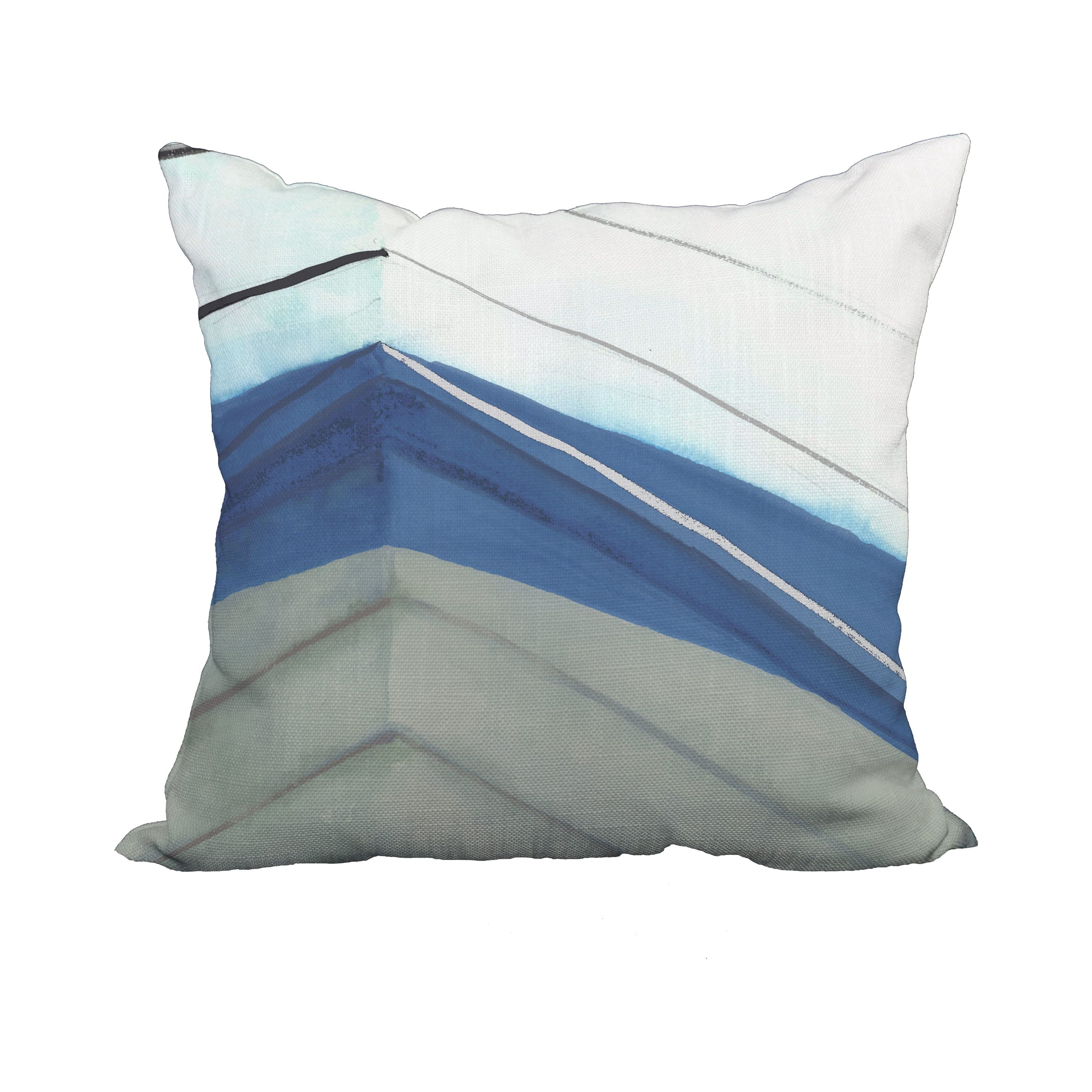 18 x 18 Inch Boat Bow Left Taupe Geometric Print Decorative Polyester Throw Pillow with Linen Texture