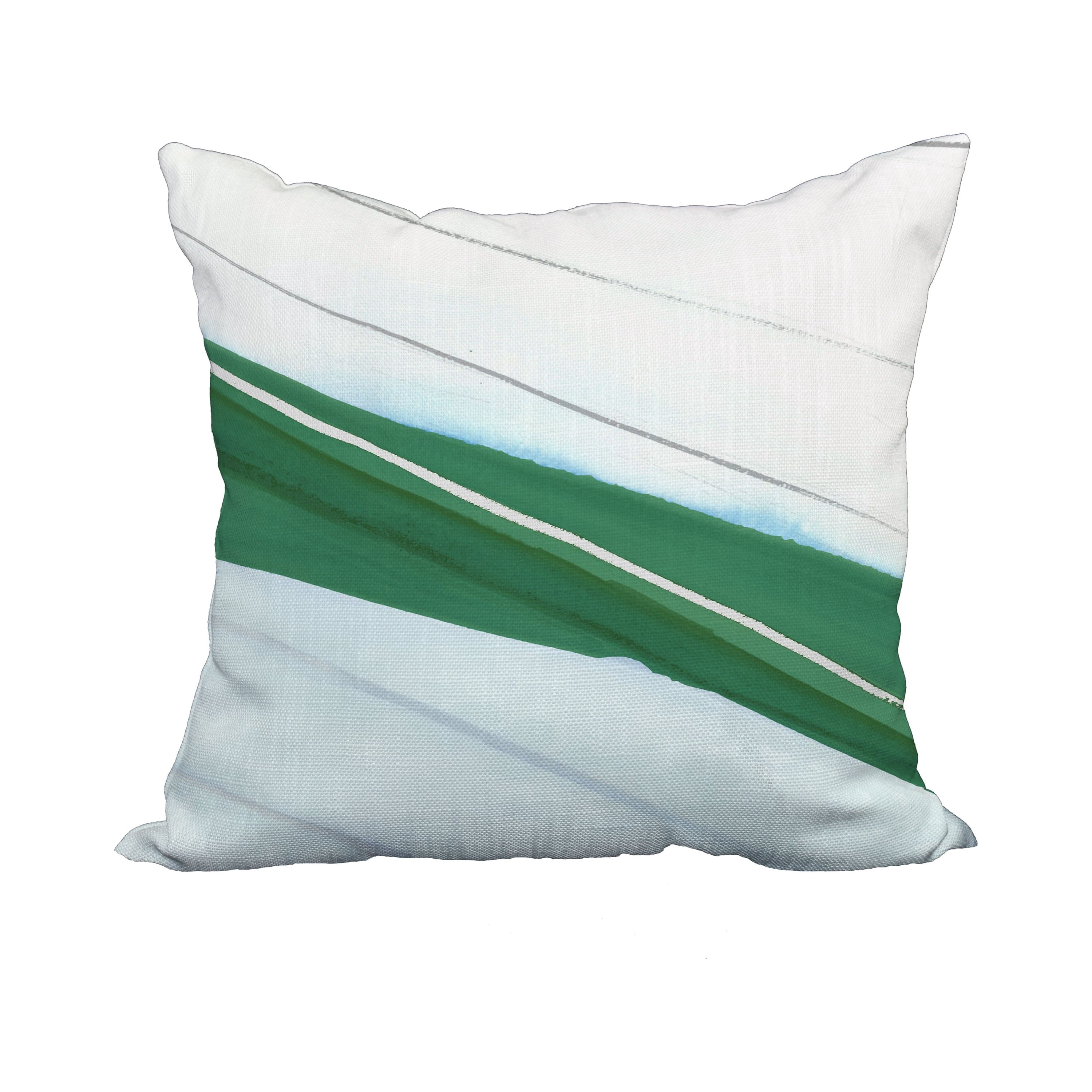 18 x 18 Inch Boat Bow Wood Green Geometric Print Decorative Polyester Throw Pillow with Linen Texture