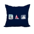 thumbnail image 1 of 18 x 18 Inch Boat Trio Navy Geometric Print Decorative Polyester Throw Pillow with Linen Texture, 1 of 1