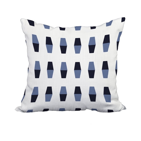 18 x 18 Inch Bowling Pins Navy Blue Geometric Print Decorative Polyester Throw Pillow with Linen Texture