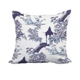 thumbnail image 1 of 18 x 18 Inch China Old Navy Blue Floral Print Decorative Polyester Throw Pillow with Linen Texture, 1 of 1