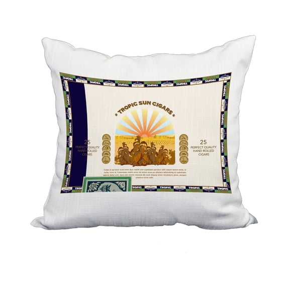 18 x 18 Inch Cigar Box Front Green Geometric Print Decorative Polyester Throw Pillow with Linen Texture