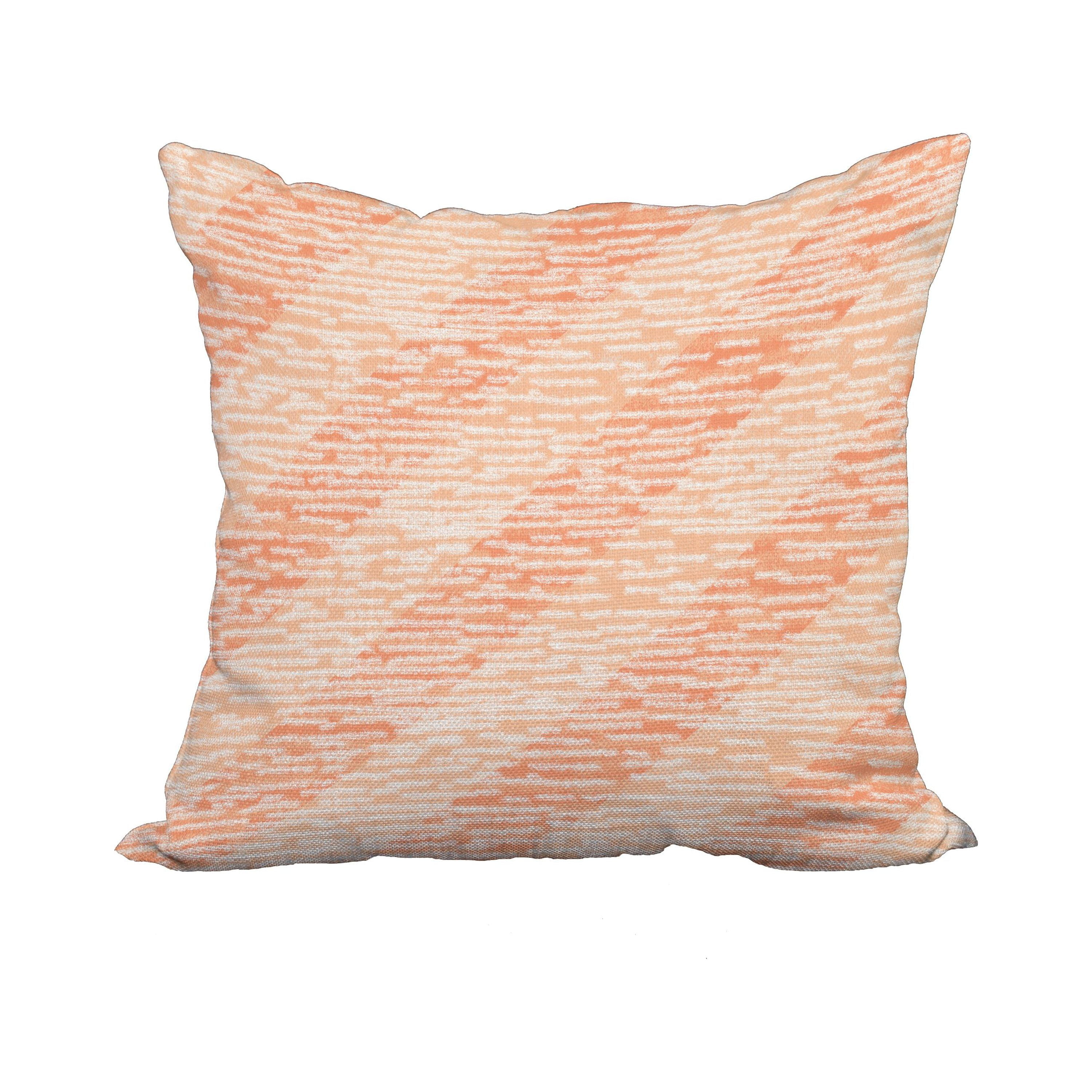 18 x 18 Inch Coral Geometric Print Decorative Polyester Throw Pillow with a Linen Texture