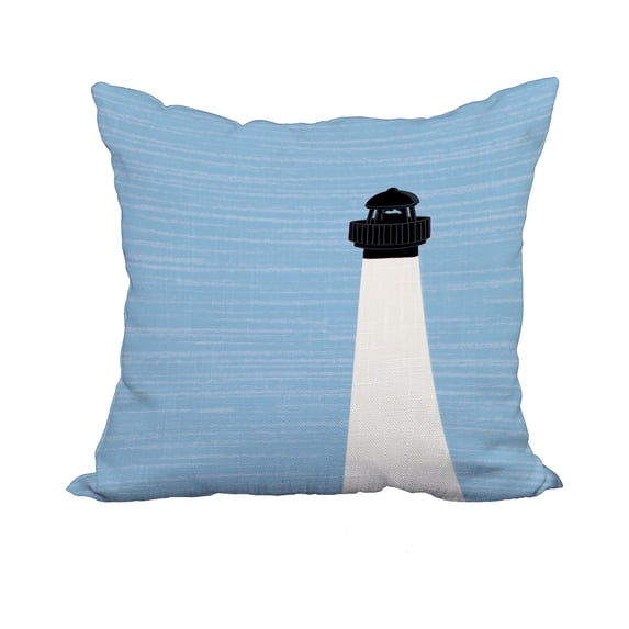 18 x 18 Inch Cream Nautical Print Decorative Polyester Throw Pillow with a Linen Texture