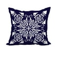 thumbnail image 1 of 18 x 18 Inch Cuban Tile 3 Navy Blue Geometric Print Decorative Polyester Throw Pillow with Linen Texture, 1 of 1