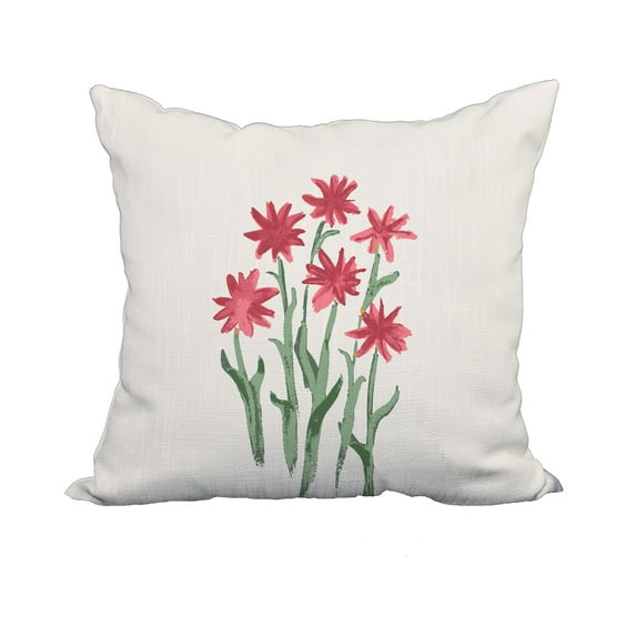 18 x 18 Inch Daffodils Rust Floral Print Decorative Polyester Throw Pillow with Linen Texture