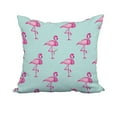 thumbnail image 1 of 18 x 18 Inch Flamingo Fanfare Martini Aqua Tropical Print Decorative Polyester Throw Pillow with Linen Texture, 1 of 1