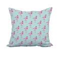 thumbnail image 1 of 18 x 18 Inch Flamingo Fanfare Multi Aqua Tropical Print Decorative Polyester Throw Pillow with Linen Texture, 1 of 1