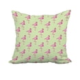 thumbnail image 1 of 18 x 18 Inch Flamingo Fanfare Multi Light Green Tropical Print Decorative Polyester Throw Pillow with Linen Texture, 1 of 1