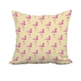 thumbnail image 1 of 18 x 18 Inch Flamingo Fanfare Multi Yellow Tropical Print Decorative Polyester Throw Pillow with Linen Texture, 1 of 1