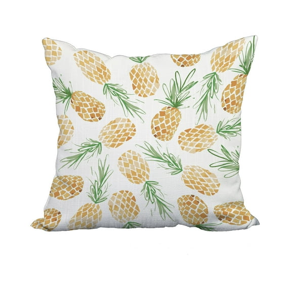 18 x 18 Inch Gold Geometric Print Decorative Polyester Throw Pillow with a Linen Texture