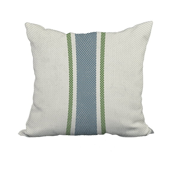 18 x 18 Inch Grain Sack Navy Blue Stripe Print Decorative Polyester Throw Pillow with Linen Texture