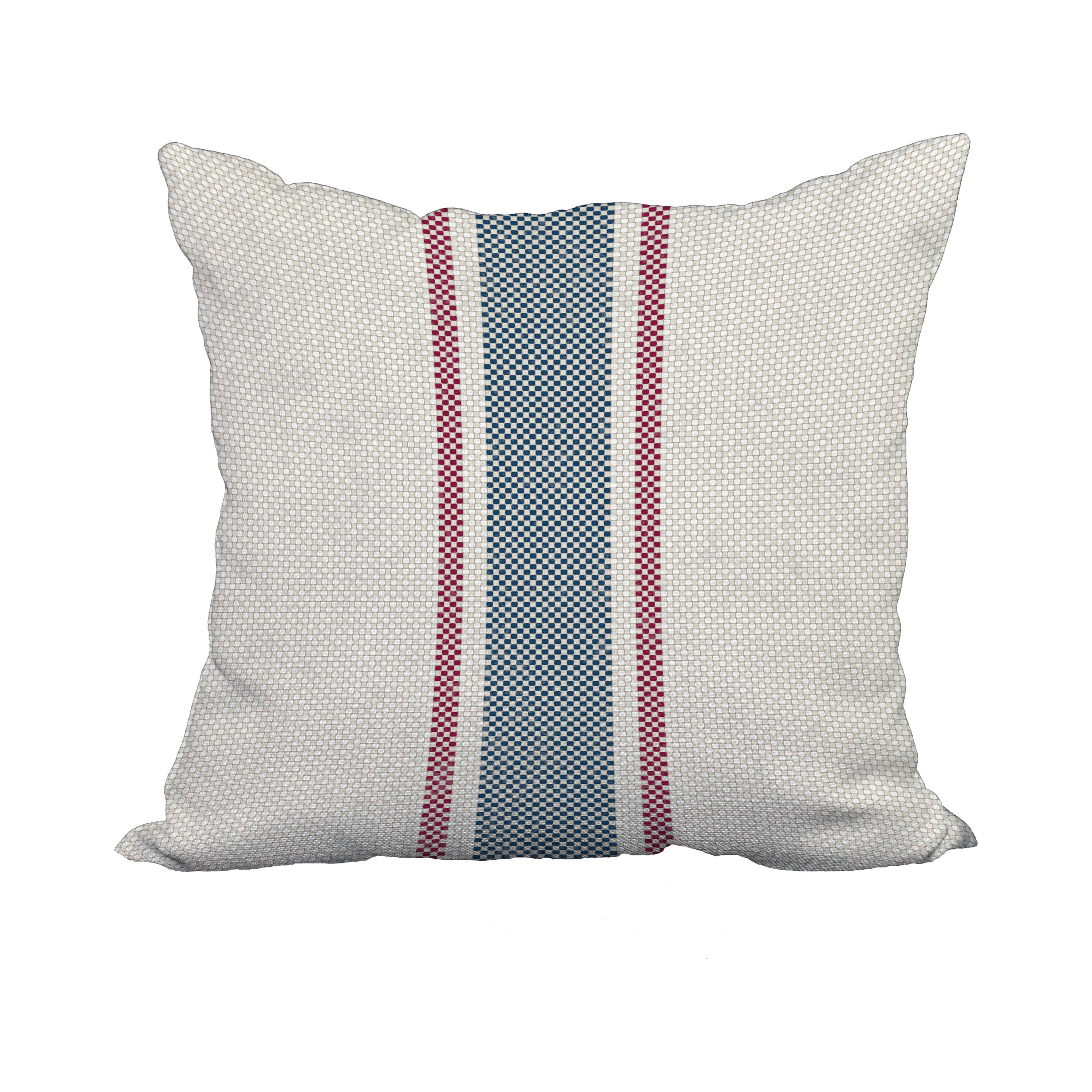 18 x 18 Inch Grain Sack Rust Stripe Print Decorative Polyester Throw Pillow with Linen Texture