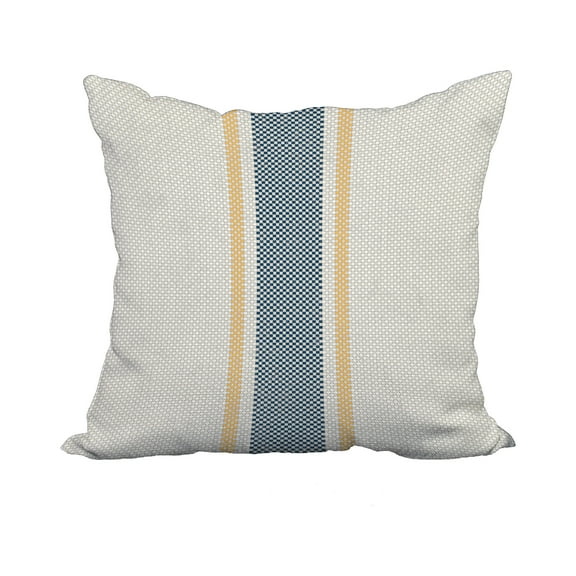 18 x 18 Inch Grain Sack Yellow Stripe Print Decorative Polyester Throw Pillow with Linen Texture