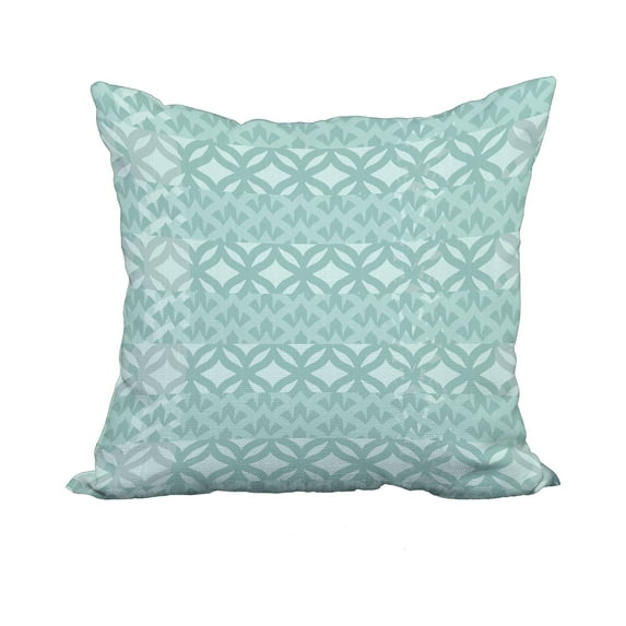 18 x 18 Inch Greeko Simple Aqua Geometric Print Decorative Polyester Throw Pillow with Linen Texture
