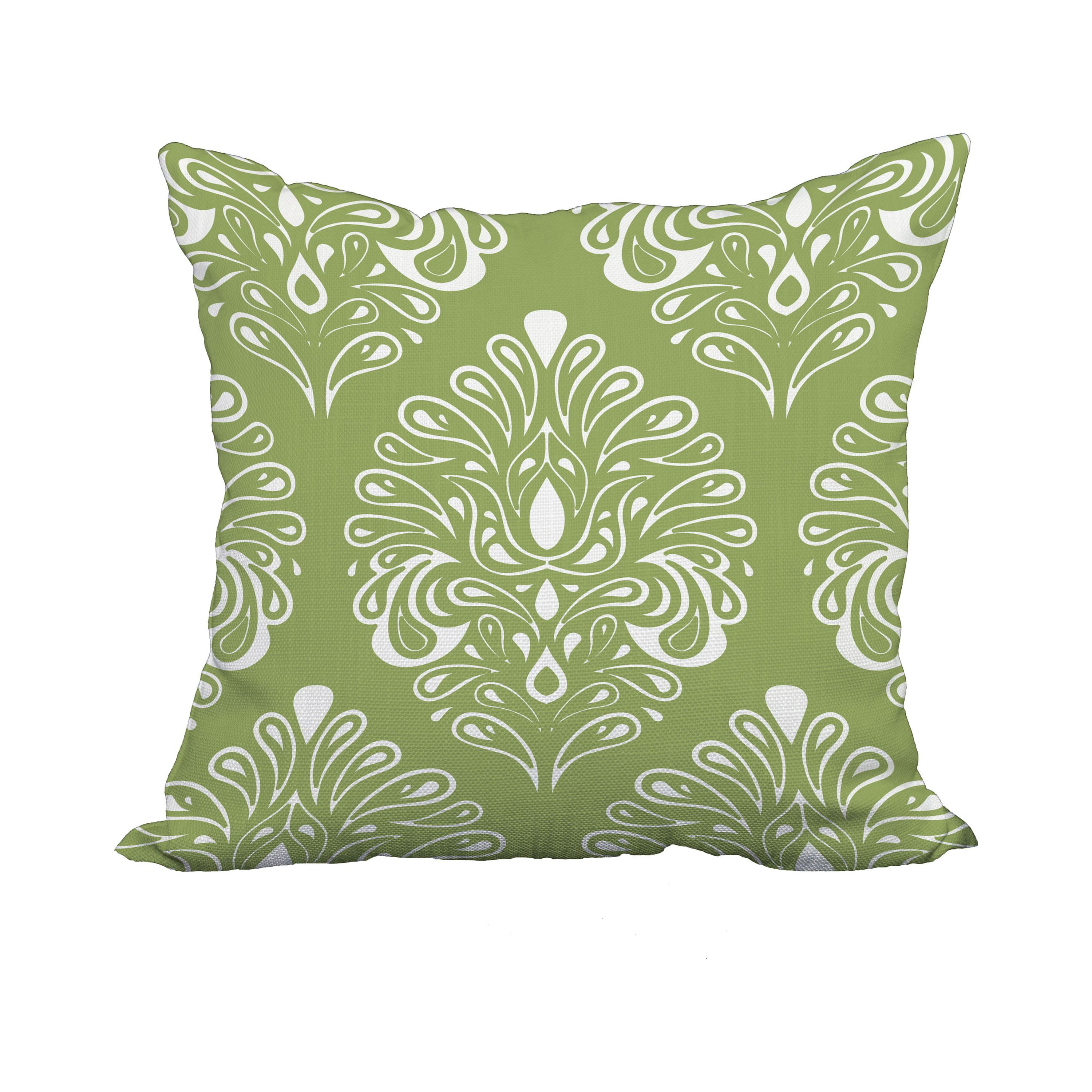 18 x 18 Inch Green Geometric Print Decorative Polyester Throw Pillow with a Linen Texture