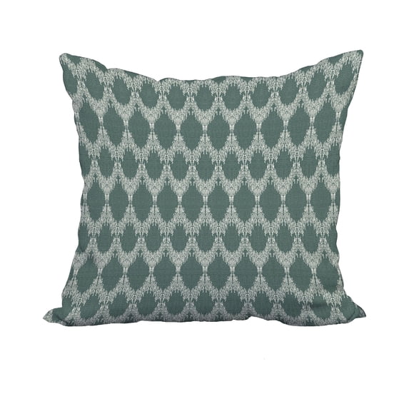 18 x 18 Inch Green Geometric Print Decorative Polyester Throw Pillow with a Linen Texture