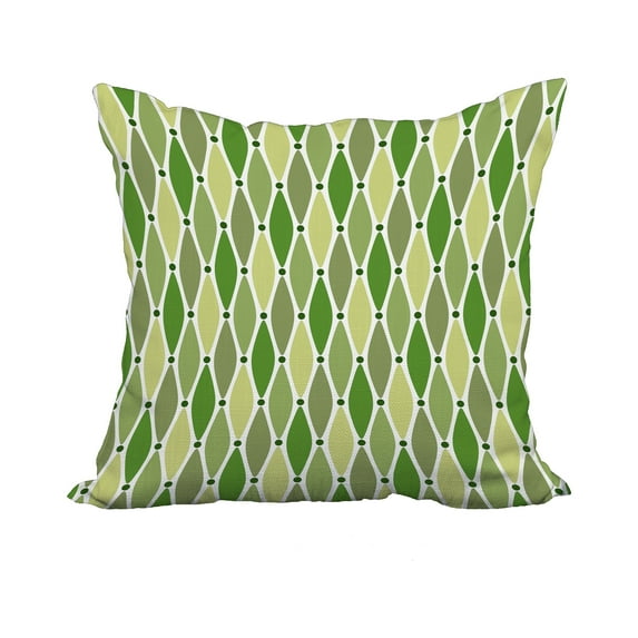 18 x 18 Inch Green Geometric Print Decorative Polyester Throw Pillow with a Linen Texture