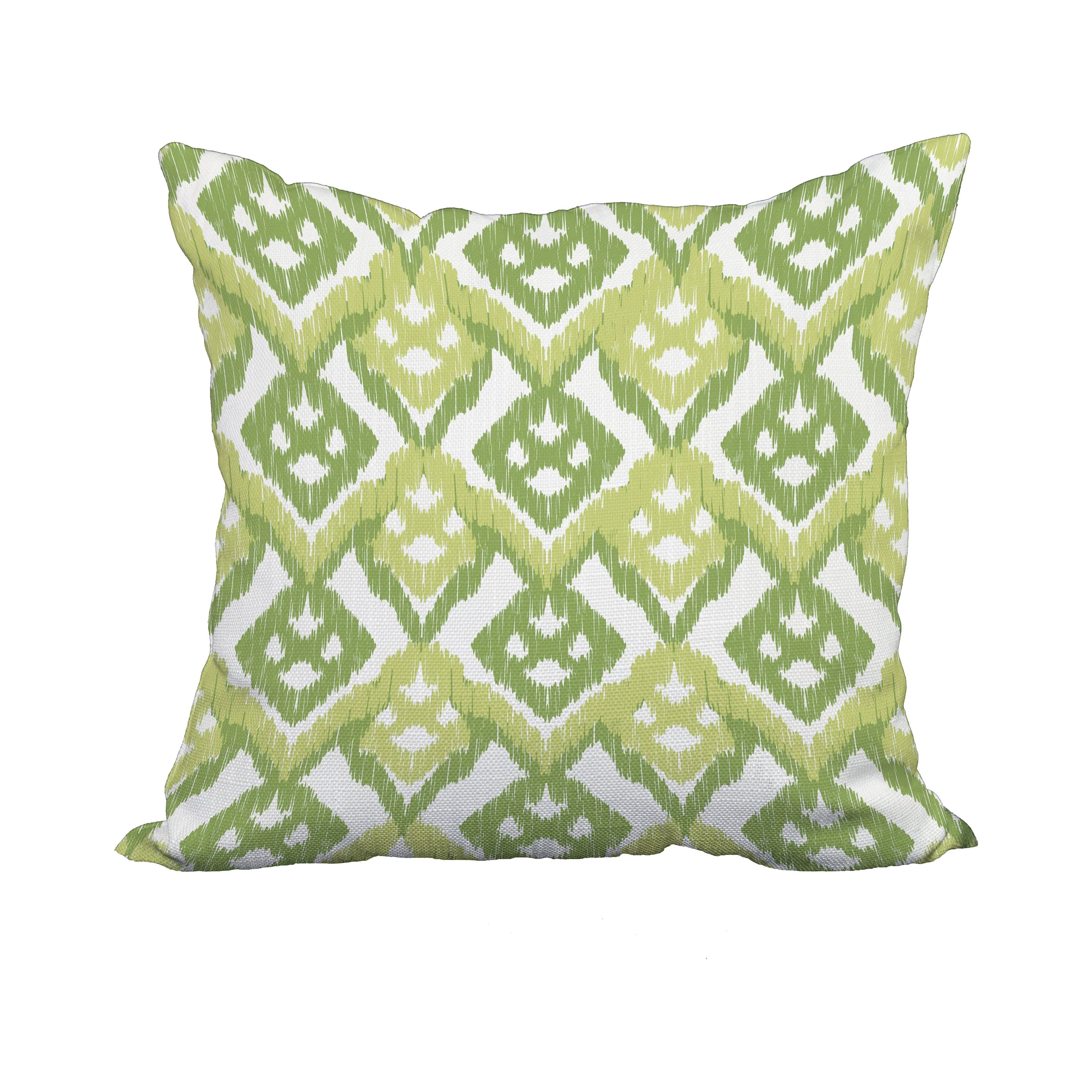 18 x 18 Inch Green Geometric Print Decorative Polyester Throw Pillow with a Linen Texture