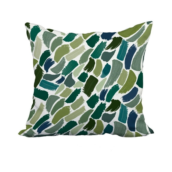 18 x 18 Inch Green Geometric Print Decorative Polyester Throw Pillow with a Linen Texture