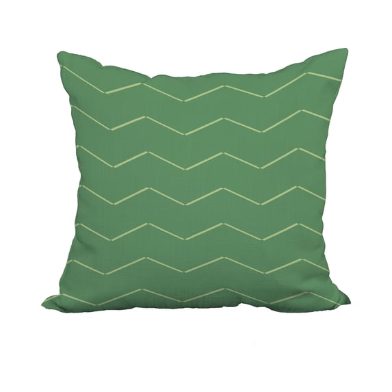 18 x 18 Inch Harlequin Stripe Green Geometric Print Decorative Polyester Throw Pillow with Linen Texture