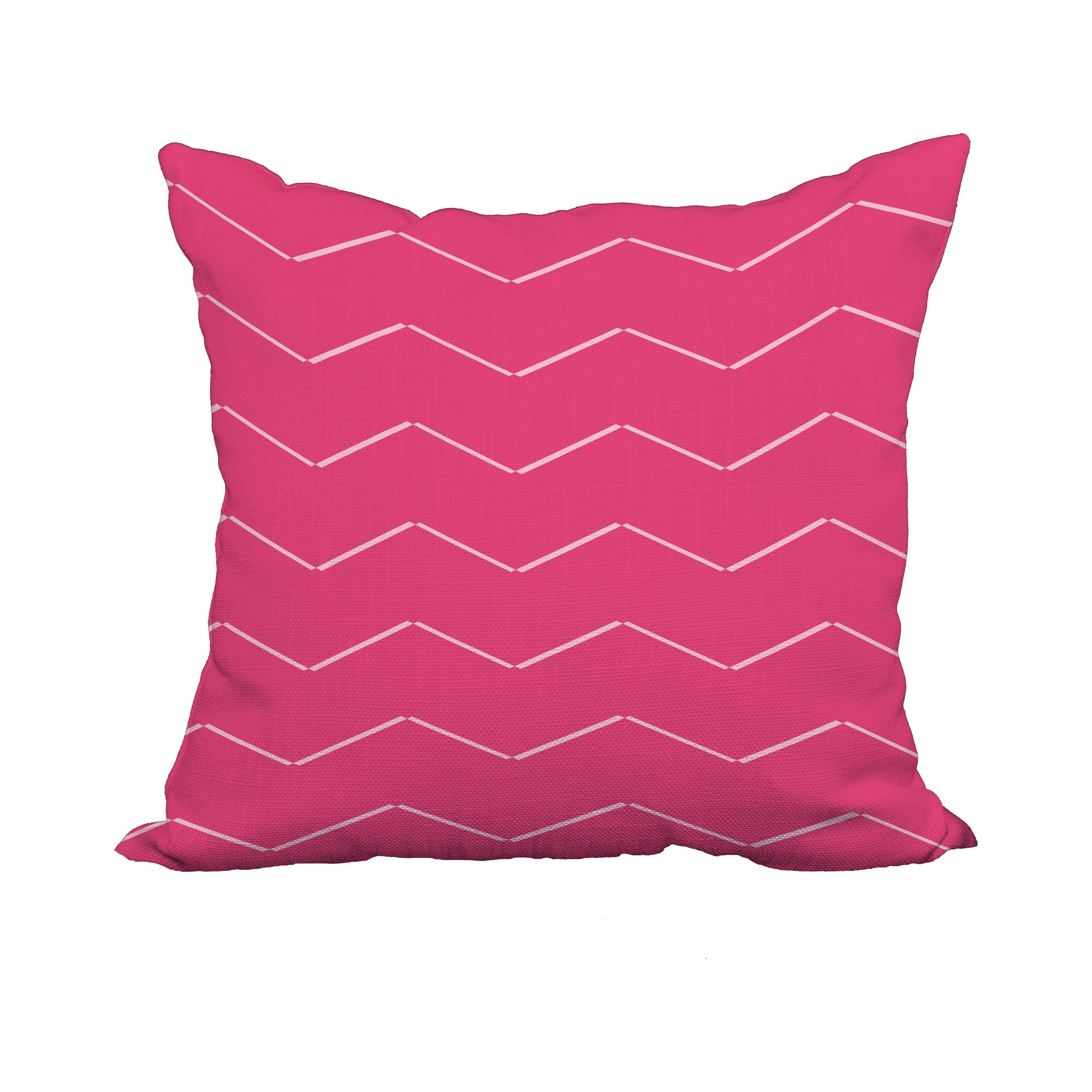 18 x 18 Inch Harlequin Stripe Pink/Fuchsia Geometric Print Decorative Polyester Throw Pillow with Linen Texture
