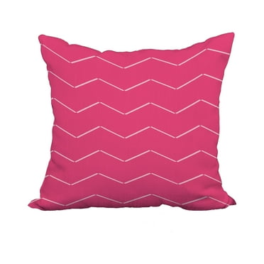 18 x 18 Inch Harlequin Stripe Pink/Fuchsia Geometric Print Decorative Polyester Throw Pillow with Linen Texture
